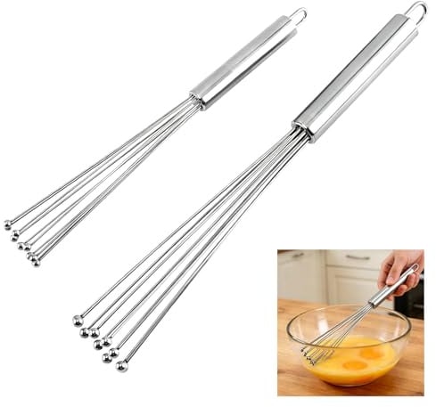2 Stück Edelstahl Kugelbesen Schneebesen-Set zum Mischen, Kochen, Schneebesen, Rühren, Schlagen