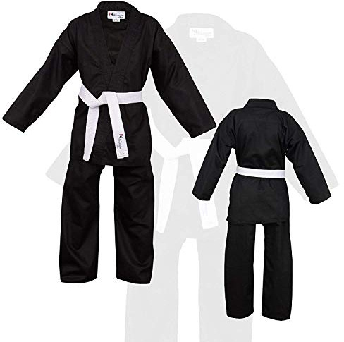 NORMAN Schwarz Kinder Karate-Anzug Gratis Weißer Gürtel Kinder Karate-Anzug - Schwarz, 140cm