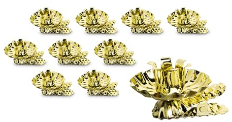 Idena 31893 - Baumkerzenhalter für den Weihnachtsbaum, 10 Stück in Gold, Vintage Kerzenhalter aus Metall, mit Clip für Äste bis 1,5 cm Dicke