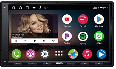 ATOTO A6PF 7 Zoll Android Autoradio Doppel DIN Radio, 4G LTE/WiFi, 2G+64G | Wireless CarPlay/ Drahtloses Android Auto,Mirror Link, Dual-Bluetooth, 360°-VSV & HD LRV