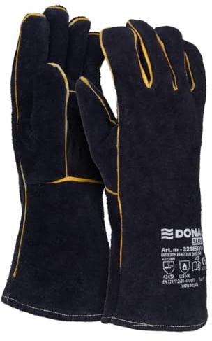 DONAU SAFETY Schweißerhandschuh aus Rindspaltleder für MIG-Schweißen/Größe 10 XL, 1 Paar/Hochwertige Produkte/Arbeitshandschuhe Leder/Lederhandschuhe Schutzhandschuhe/Farbe: Schwarz