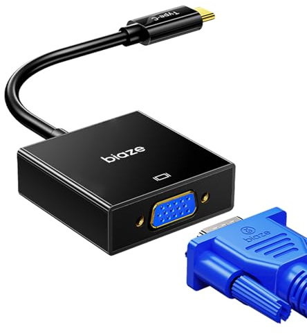 biaze ZH55 USB C zu VGA Adapter, Typ-C 3.1 auf VGA Konverter, Full HD Typ C zu vga Kompatible with iPhone 15 Plus Pro Max,MacBook Air 2022,iPad,iMac,Samsung Galaxy Tab,Dell XPS,Surface