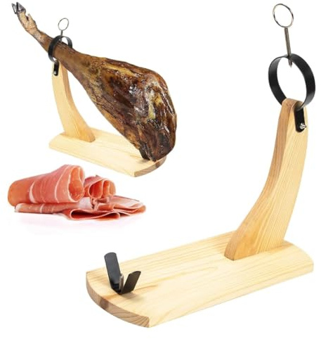 PARENCE.- Extra langer Schinkenhalter aus Holz – Jamonero Halterung 49,5x15,6x25 cm | Hergestellt in Spanien | Für Schinken 5-10 kg | Robust & stabil | Idealer Schinkenständer für dünne Scheiben