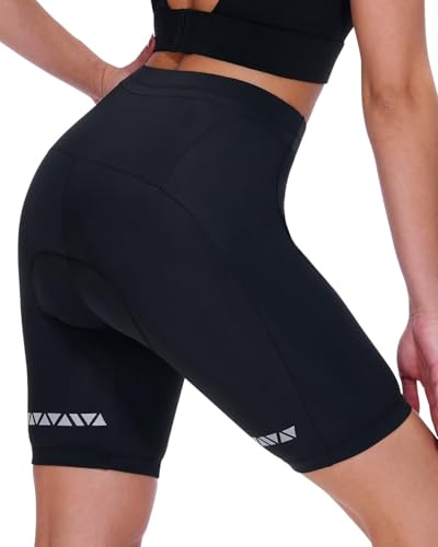 Sportneer Radlerhose Damen Gepolstert Schnelltrockende Fahrradhose Damen Kurz Elastische Radhose Damen Mit Sitzpolster 4D Radsportshorts Kurze Sporthose Damen Mit Breiterem Und Dichterem Polster