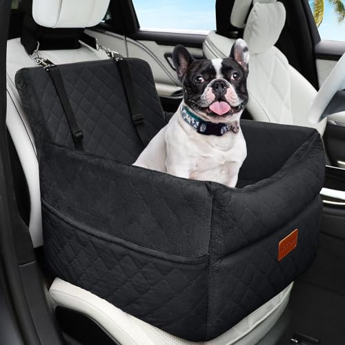 Hunde Autositz für kleine bis mittlere Hunde, Waschbarer hundesitz Auto mit Aufbewahrungstaschen, Ansteckbare Leine,verdickter Hundeautositz Sitzerhöhung Hundebett Auto für Rückbank Vordersitz
