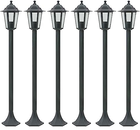 vidaXL Garten-Pollerleuchte 6 Stk. E27 110 cm Aluminium Dunkelgrün