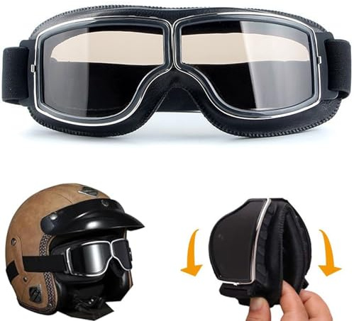 Retro Aviator Motorradbrille Wind- und Staubschutz für Bike und Motocross - 100% Schutz