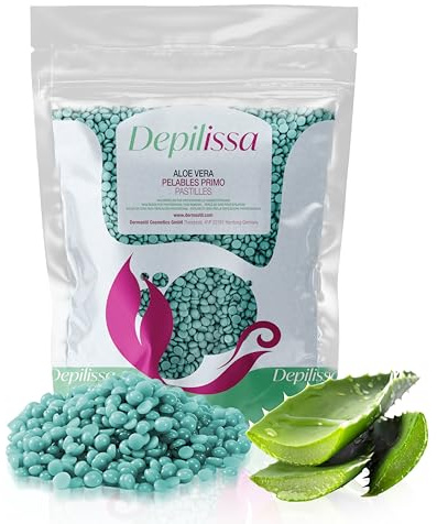 DEPILISSA Wachsperlen Aloe Vera 400 g – Waxing Perlen zur Haarentfernung | Multidirektionales Heißwachs ohne Vliesstreifen – mit Aloe-Vera-Extrakt, für Gesicht, Körper und Brazilian Waxing