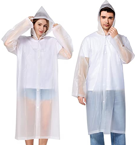 Newbyinn 2 Stück Regenponcho Damen Herren Wasserdicht, Regenmantel Regencape mit Kapuze Regen Poncho Cape Festival Wandern Faltbar