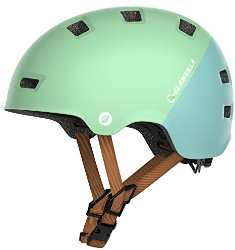 GLAMVILLA Skaterhelm Fahrradhelm Ultraleicht Stadthelm für Kinder/Damen/Herren,Verstellbar Unisex Schutzhelm für Skateboard E-Scooter Roller BMX,Gewicht nur 260g/270/280g Macaron-Farbabstimmung