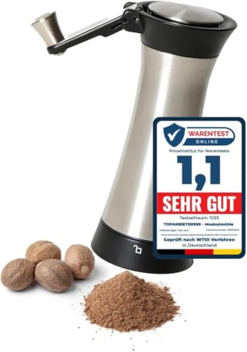 Topanbieter999 Muskatmühle mit Muskatnussfach und Klappbarer Kurbel