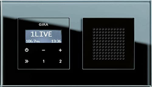 GIRA Badradio RDS Unterputz-Radio Schwarzglasoptik mit Lautsprecher und Esprit Glasrahmen