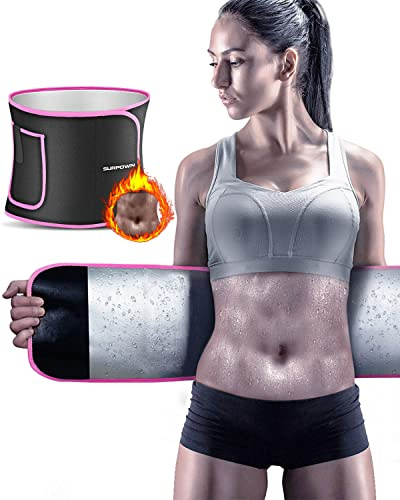 Waist Trainer Bauchweggürtel Damen Herren, Bauchgurt Sport Bauchgürtel zum abnehmen, Schwitzgürtel Bauch Weg gürtel, Schwitz gürtel, Fettverbrennungs gürtel Bauchstraffung Taillentrainer, Rosa M