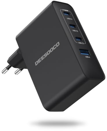 100W USB C Ladegerät 4-Port GaN Charger USB C Netzteil, PD PPS Charge, 100W Schnellladegerät kompatibel mit MacBook Pro/Air, HP Laptop, iPad Air, iPhone 17 16, Galaxy S25 Ultra