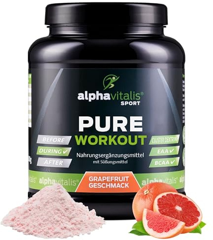 PURE INTRA WORKOUT Shake GRAPEFRUIT - 800g Cluster Dextrin Pulver + EAA + Elektrolyte - Hochverzweigtes zyklisches Maltodextrin, freie essentielle Aminosäuren, Mineralien für Sportler