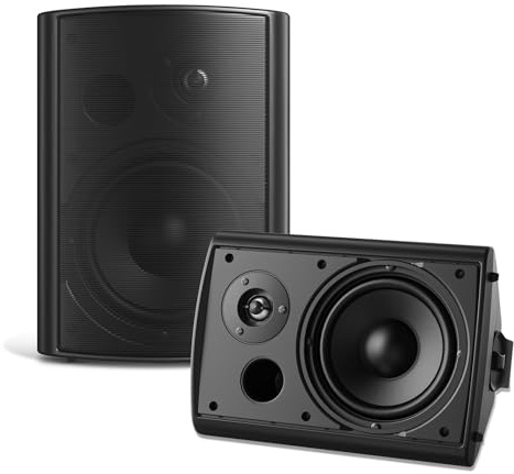 STUDIOFINIX 6,5 Zoll 400 Watt Wasserdicht Außenlautsprecher Outdoor-Lautsprecher 400W/Paar, Heavy Duty ABS Material für Patio Home Garage Poolside(Schwarz)