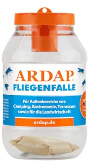 ARDAP Fliegenfalle Draußen - Biologische Fliegen Fallen, Natürliche Fliegenfallen mit Anti Fliegen Lockstoff wirkt ab 20°C, Fliegenköder für Garten etc. mit Langzeitwirkung gegen Fliegen (PT19)