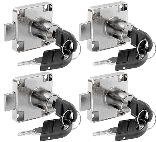 Litensh 4PCS Nockenschloss mit Schlüssel gleich, Sicherheit Schrankschloss Schubladenschloss Möbelschloß Möbelschloss Aufschraubschloss für Möbel Schrank Briefkasten Schublade Haushalt Büro Silber
