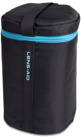 LENS-AID Objektivtasche dick gepolstert: Objektiv-Schutzhülle mit Reißverschluss und Gürtelschnalle