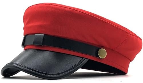 Chauffeurhut für Herren und Damen, Klassische Vintage-Newsboy-Kappe, Kostüm, Hüte, Baskenmütze, Rot/Ausflug, einfarbig (Getaway Solids), Einheitsgre