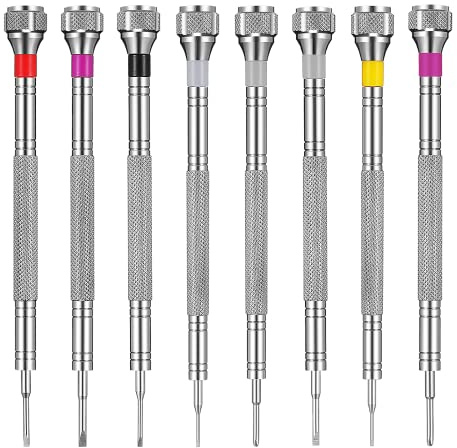Honoson 8 Stück Präzisions Schraubendreher Set für Uhren, 0,6-1,6 mm | Juwelier, Mikro Präzision, 0,6 mm, 0,8 mm, 1,0 mm, 1,2 mm, 1,4 mm, 1,6 mm Größen, Für Uhren und Brillen Reparatur