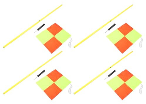 Fußball-Eckfahnen, Sport-Fußball-Eckfahnen-Set, Fußballfahnen mit 4 Quadratischen Flaggen, 4 Stück, 2 Abschnitte, 1,5 M, Kunststoff-Eckfahnen-Set für Fußballtraining Im Freien