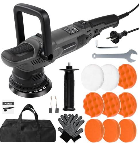Candeon Auto Poliermaschine Exzenter Polierer, 1500W 6 Variable Geschwindigkeit 600-3600RPM Exzenterpolierer Orbital Polierset Auto Wachsmaschine Mit 150mm Polierpads Zum Polieren Von Autos, MöBeln
