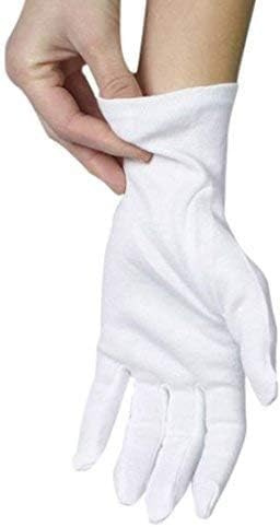 ANSMIO Baumwollhandschuhe, Stoffhandschuhe aus 100% Baumwolle, Trikothandschuhe, Weiche Schutzhandschuhe, Weiß (12 Paar weiß, L)