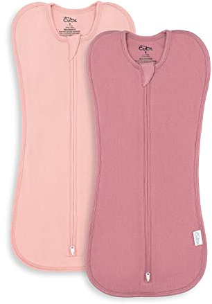 Comfy Cubs Puckdecke für Babys, Mädchen und Jungen, einfacher Reißverschluss, 2er-Pack, Neugeborenen-Schlafsack (Größe L, 3-6 Monate, Blush, Mauve)
