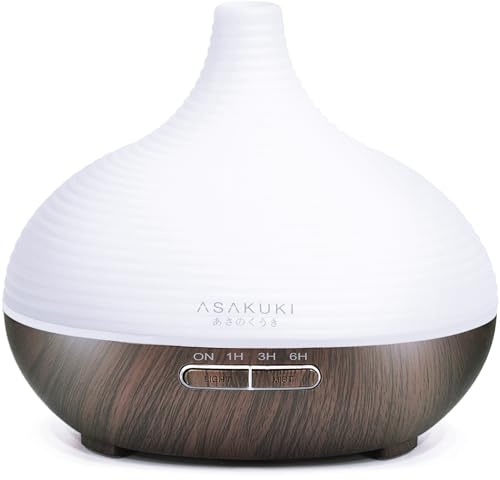 ASAKUKI Aroma Diffuser 300ml für Duftöle, Premium Ultraschall Luftbefeuchter Aromatherapie Öle Diffusor mit 7 farbigem LED Licht, BPA Free Schlafzimmer, Büro, Spa, Geschenk