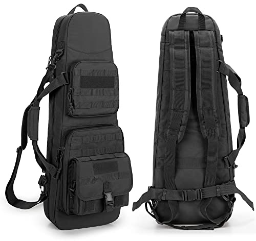 DSLEAF 81cm Gewehrtasche, Langwaffenfutteral Perfekt für Jagd und Schießen | Tasche mit 4 Magazinfächern, mit Schultergurten, für 2 Gewehre und andere Schießutensilien, drei Taschen außerhalb