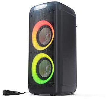 SHARP PS-949 XParty Street Beat Tragbarer Bluetooth Party-Lautsprecher | 200W, LED-Lichter, Spritzwassergeschützt (IPX4), DJ-Effekte, Mikrofon-/Gitarreneingänge, TWS-Kopplung
