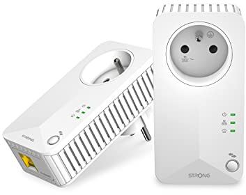 STRONG AV500 Mbit/s Powerline Adapter Setmit Steckdose, HomePlug AV2 Powerline Internet Verstärker, Plug & Play, 100 Mbit/s LAN Ports, weiß