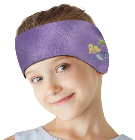 HeySplash Schwimm Stirnbänder Kinder Neopren, Schwimm Stirnbänder mit Hohe Elastizität & Klettverschluss, Wasserdicht Schwimmen Baden, M, Lila