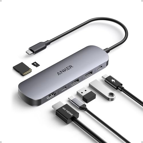 Anker 7-in-1 USB-C Hub mit 4K@60Hz HDMI, 85W Power Delivery, USB-A/C-3.0-Ports und SD/microSD-Kartenleser für USB-C Geräte (ohne Netzteil)