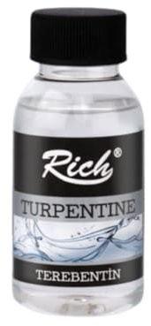 Rich (TURPENTINE OIL Terpentinöl 100cc–Leicht riechendes Medium für die Verdünnung von Ölfarben,Fördert schnelles Trocknen und erleichtert den Pinselauftrag in künstlerischen Arbeiten