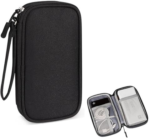 VIKY® Schwarz Kabeltasche Organizer, Klein Elektronik Organizer, Tragbare Cable Bag, Reisen Kabel Organizers Tasche für Festplatte Ladegerät Power Bank USB Sticks und Speicherkarte