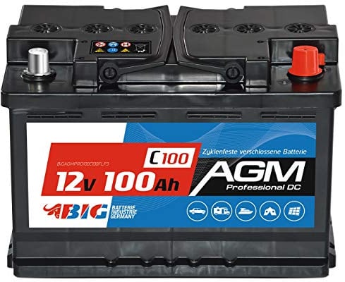 BIG AGM Batterie 100Ah C100 12V Solarbatterie Versorgungsbatterie Mover Bootsbatterie