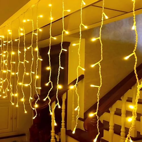 MUSUNIA lichtervorhang innen Lichterkette USB 1X1M 100led lichterkette | Lichtervorhang Fenster für Schlafzimmer Fenster Party (warmweiß)