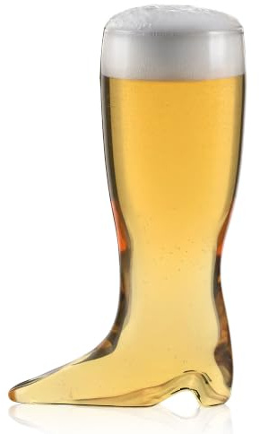 Oberglas Bierstiefel mundgeblasen 1 l | Mundgeblasene Bierstiefel und Stiefelgläser mit 1 Liter Volumen, originell als Bierglas und Geschenkidee