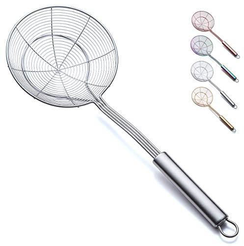 Sieb Spider Skimmer für Küche, Kyraton Edelstahl Schlitzlöffel Pasta Siebe Tomaten Lebensmittel Sieb Skimmer Schöpfkelle für Pasta, Küche Kochen und Braten von Speisen.