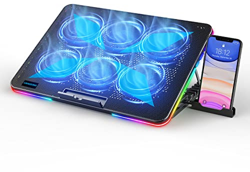 LIANGSTAR Laptop Kühler für 11,3-17 Zoll, 10 RGB Beleuchtung Modi & 7 Höhenverstellbar, 6 Leise Fans Starker Wind, Schnell Kühlendes Zubehör