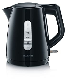 SEVERIN Wasserkocher, kabellos, abwaschbarer Kalkfilter, 2.200 W, ca. 1,0 L, Kunststoff, schwarz, WK 3410
