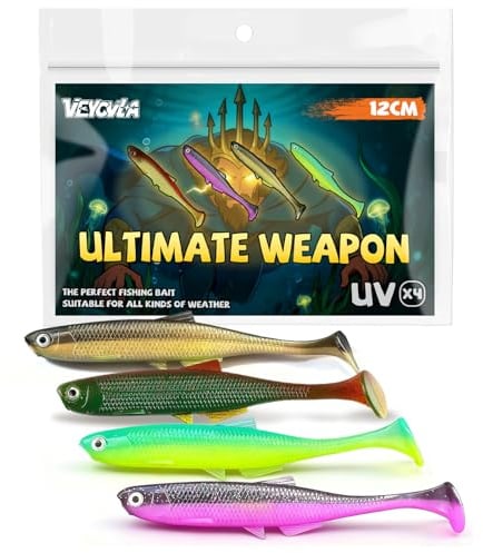 VEYCVLA Fishing Gummifische Zander barsch 12 cm 4 Stück Gummiköder Zander-Angeln-Softbait Angelköder,Gummi Fische Gummifisch Set -Gummifisch barsch Köder-Angel wundertüte gummifische