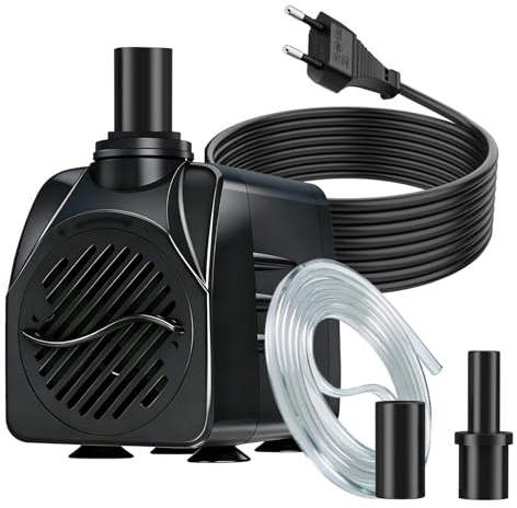 SongLong Ultra-Leise Springbrunnenpumpe 16W 800L/H 3m Kabel, Teichwasserpumpe für Gart brunnen, Teich, Hydroponik-Anlagen