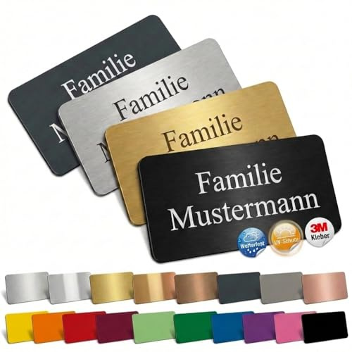 FOTOFOL NAMENSSCHILD BRIEFKASTEN PERSONALISIERT – Namensschilder mit Gravur für Haustür – Wetterfestes Türschild Personalisiert für Türklingel & Briefkasten – Frei anpassbare Größe – 1 Stück