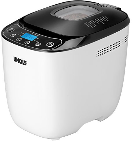 Unold 68010 Backmeister Design - Brotbackautomat, bis 1.000g Brotgewicht, Schwarz-Weiß, 550 Watt, BPA-frei, Cool-Touch-Gehäuse, 12 gespeicherte Programme, LCD-Display