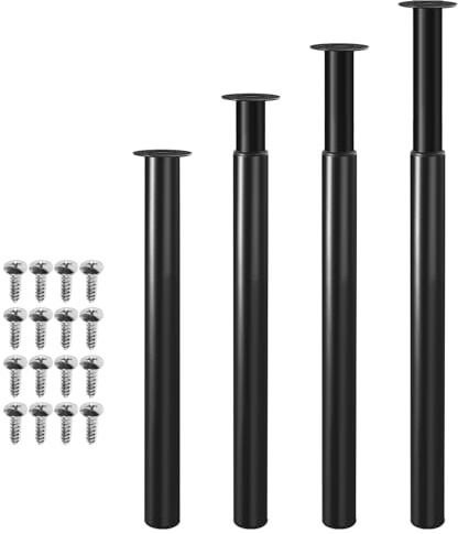 Mantigositeen Tischbeine Höhenverstellbar 70–110 cm, 4 Stück Schwarze Metall Möbelfüße Zylindrisch, Verstellbare Tischbeine für Schreibtisch, Frühstückstisch, Tischplatte & Arbeitsplatten