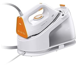 Braun CareStyle 1 Pro IS 1511 WH, Dampfbügelstation - Dampfbügeleisen mit FreeGlide 3D-Technologie, Vertikaldampf, Anti-Tropf-Funktion, 1,7 l Wassertank, 5,5 bar, 360 g/min, 2200 W, Weiß/Orange