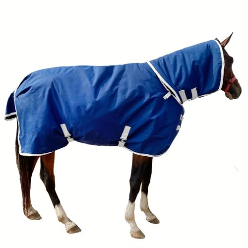 Pferdedecke aus 1200D Oxford, wasserdicht, warm, mit abnehmbarem Halsbezug, schwere Winter-Pferdedecke, Pferdepflegedecke, Regendecke (145 cm)